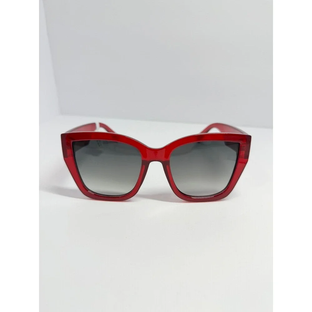 Torrid Red Classic Oversized Retro Chic Square Sunglasses Translucent Frame